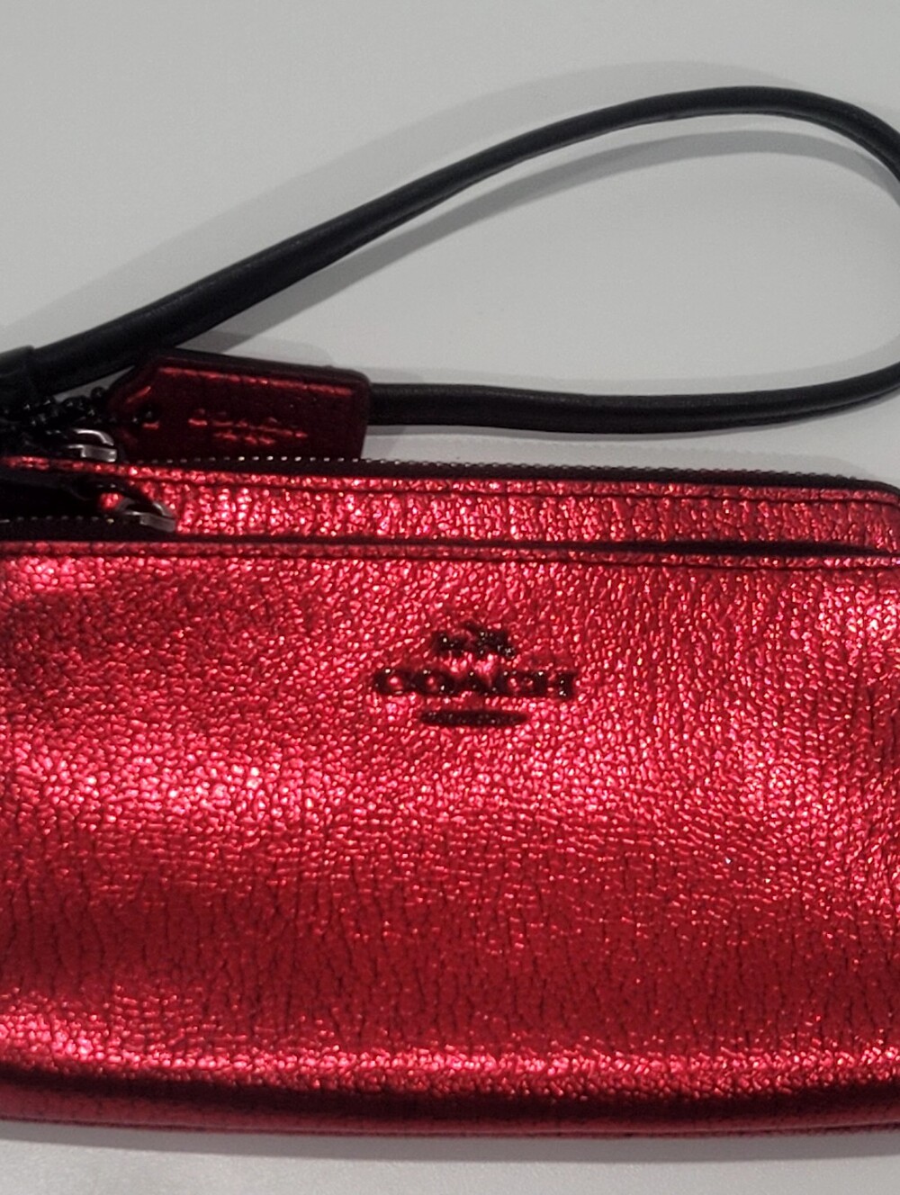 Coach Metallic Red Wristlet Double Zip Pouch with Hang Tag Great Cond - Picture 14 of 14